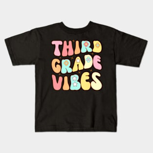 Third Grade Vibes Groovy Teacher Women Kids Kids T-Shirt